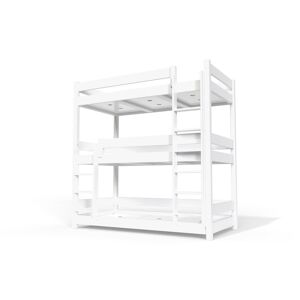 ABC MEUBLES Lit superposé ABC 3 places en bois massif 90x190 - 90x190 - Blanc - 90x190 - Blanc