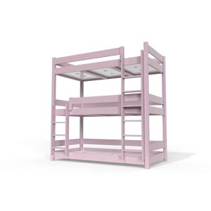 ABC MEUBLES Lit superpose ABC 3 places en bois massif 90x190 90x190 Violet Pastel