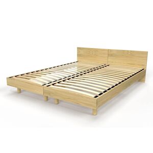 ABC MEUBLES Lits jumeaux bois massif avec têtes Twin - 90x200 - Miel