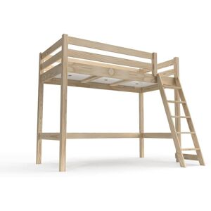 ABC MEUBLES Lit mi hauteur ABC 90x200 bois avec echelle inclinee 90x200 Brut