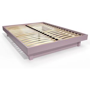 ABC MEUBLES Lit plateforme 2 places bois massif - 140x200 - Violet Pastel