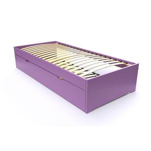 ABC MEUBLES Lit gigogne Malo avec tiroir lit bois - 90x190 - Lilas - 90x190 - Lilas