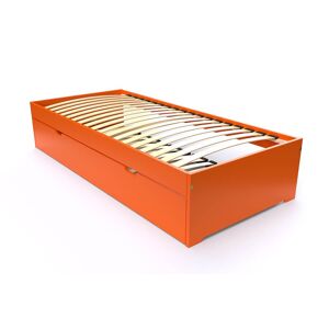 ABC MEUBLES Lit gigogne Malo avec tiroir lit bois - 90x190 - Orange - 90x190 - Orange - Publicité