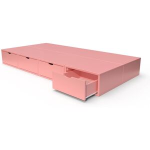 ABC MEUBLES Lit 90x200 1 place avec tiroirs Cube bois - 90x200 - Rose Pastel - 90x200 - Rose Pastel