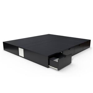 ABC MEUBLES Lit double avec rangement tiroirs Cube - 160x200 - Noir - 160x200 - Noir - Publicité