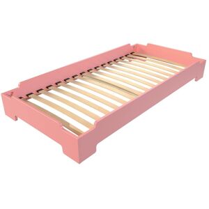 ABC MEUBLES Lit Empilable 1 place en Bois Massif - 80x190 - Rose Pastel - 80x190 - Rose Pastel