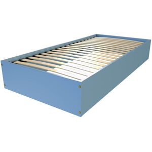 ABC MEUBLES Lit coffre 1 place bois massif - 90x190 - Bleu Pastel - 90x190 - Bleu Pastel