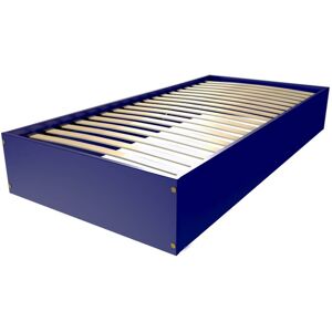 ABC MEUBLES Lit coffre 1 place bois massif - 90x190 - Bleu foncé