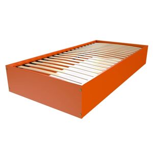 ABC MEUBLES Lit coffre 1 place bois massif - 90x200 - Orange