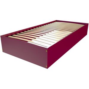 ABC MEUBLES Lit coffre 1 place bois massif - 90x190 - Prune