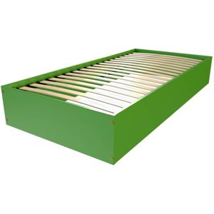 ABC MEUBLES Lit coffre 1 place bois massif - 90x190 - Vert - 90x190 - Vert