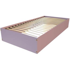 ABC MEUBLES Lit coffre 1 place bois massif - 90x200 - Violet Pastel - 90x200 - Violet Pastel