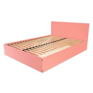 ABC MEUBLES Lit coffre 2 places en bois avec tête de lit - 140x200 - Rose Pastel - 140x200 - Rose Pastel - Publicité