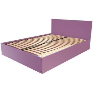 ABC MEUBLES Lit coffre 2 places en bois avec tête de lit - 160x200 - Lilas - 160x200 - Lilas - Publicité