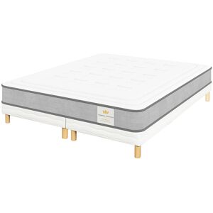 Sommeil & Tradition - Ensemble Matelas + 2 Sommiers Windsor blanc/gris - 2x80x200 cm BlancGris - Publicité