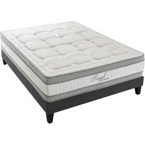 Olympe - Ensemble matelas Royal 5 étoiles & sommier en bois gris/blanc - 180x200 cm GrisBlanc - Publicité