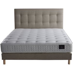 Nuit Céleste - Ensemble Matelas latex naturel Clarté + tête de lit capitonnée beige - 140x190 cm Beige - Publicité