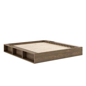 KARUP Design Ziggy Cadre de lit avec sommier a lattes et rangement 160 x 200 cm pin laque brun carobe