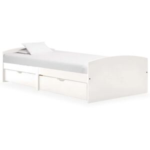 VIDAXL Cadre de lit avec 2 tiroirs blanc bois de pin massif 90x200 cm - Publicité
