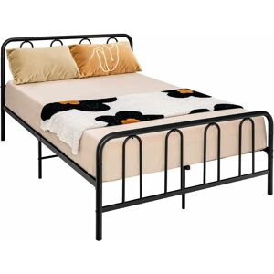 Costway - Cadre de Lit Métal 140x200cm avec 9 Pieds pour Adulte Simple Double, Sommier Plateforme avec Espace de Rangement sous Le Lit sans Sommier Nécessaire sans Bruit, Noir - Publicité