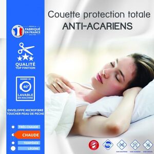 UNIVERS DECOR Couette protection totale anti acariens 400 gr/m² 200 x 200 cm pour lit 120 x 190 cm - Publicité