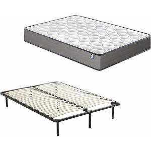 Ensemble Composè:Matelas a Memoire de Forme en Mousse et Ressorts 160x200x20cm Épaisseur Matelas+Sommier à Lattes sur Pieds-7 Pieds Inclus - Dewinner - Publicité