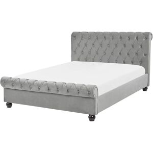 Lit Double Chesterfield en Velours Gris 140 x 200 cm Confortable avec Tendance Glamour pour Chambre Moderne ou Classique Beliani - Publicité