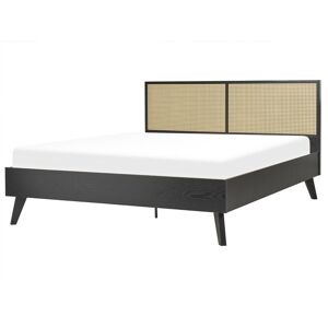 BELIANI Lit Boho au Design Minimaliste Bois Contreplaqué 160 x 200 cm Noir Monpazier - Publicité