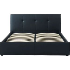 BAÏTA Lit coffre seguro simili noir 160x200 sommier inclus - Noir - Publicité