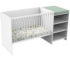 Baby Price - Lit combiné first 120x60 cm - Evolutif en 90x190 cm - Avec étagere - Décor blanc - Publicité