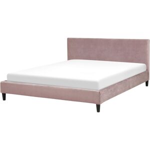 Lit Double en Velours Rose 160 x 200 cm Design Minimaliste avec Touche Rétro pour Chambre Glamour ou Classique Beliani - Publicité