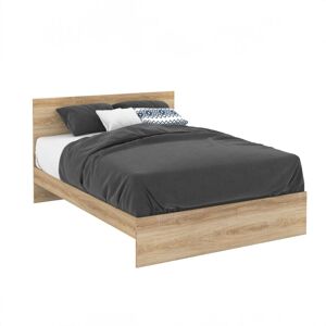 IDMARKET Lit double avec tête de lit et sommier omaha 140x190 cm effet hêtre - Bois-clair - Publicité