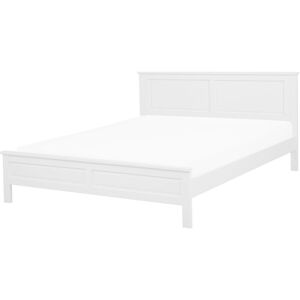 Lit Double en Bois Blanc 160 x 200 cm de Style Traditionnel et Rustique pour Chambre Moderne ou Scandinave Beliani - Publicité