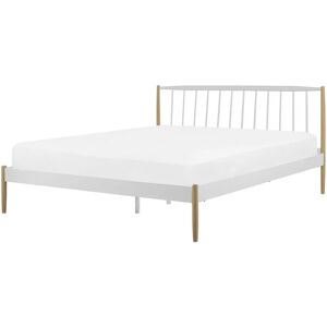 Lit Double en Métal Blanc et Marron 160 x 200 cm pour Chambre Scandinave ou Rétro Beliani - Publicité