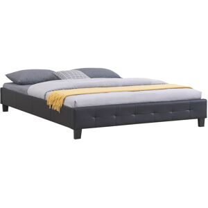 Idimex Lit double futon pour adulte gomera avec sommier queen size 160x200 cm couchage 2 places / 2 personnes, revêtement synthétique noir - Noir - Publicité