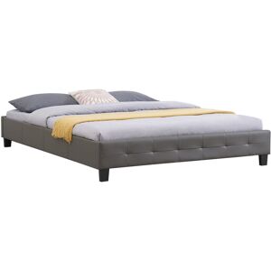 Idimex Lit double futon pour adulte gomera avec sommier queen size 160x200 cm couchage 2 places / 2 personnes, revêtement synthétique gris - Gris - Publicité