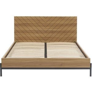 BAÏTA Lit double geoma effet chêne foncé 140x190 sommier inclus - Bois - Publicité