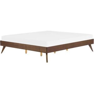 Lit Double en Bois Marron 180 x 200 cm Design Minimaliste avec Touche Rétro pour Chambre au Style Scandinave ou Boho Beliani - Publicité