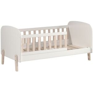 LES TENDANCES Lit enfant 70x140 cm bois laqué blanc et pieds pin massif clair Kiddy - Publicité