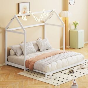 REDOM Lit enfant extensible, canapé-lit 90/180 x 190 cm, cadre de lit en bois massif avec sommier à lattes, lit simple, lit d'appoint, blanc - Publicité