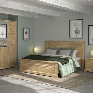 Terre De Nuit - Lit 180x200 et armoire en bois clair - LT5079 - Bois clair - Publicité