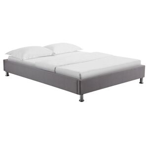 Idimex Lit futon double pour adulte nizza 140x190 cm 2 places / 2 personnes, avec sommier et pieds en métal chromé, tissu gris - Gris - Publicité
