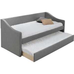 Miliboo - Lit gigogne en tissu gris clair 90x190 cm bekker - Gris - Publicité