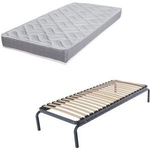 EBAC LITERIE Lit gigogne + matelas Morgan - 80x190 - Mousse - 20 lattes bois - Gain de place - Blanc - Publicité