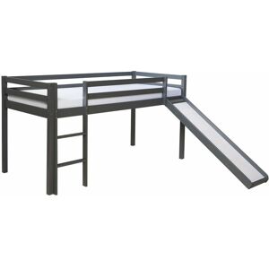 DÉCOSHOP26 Lit mezzanine pour enfant 90x200cm avec échelle toboggan en bois gris - Publicité