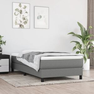 VIDAXL Lit à sommier tapissier avec matelas Gris foncé 80x200 cm Tissu - Publicité