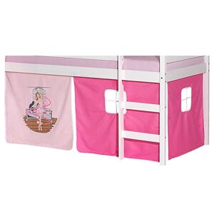 Idimex Lot de rideaux cabane pour lit surélevé superposé mi-hauteur mezzanine tissu coton motif danseuse rose - Pink/Rose - Publicité
