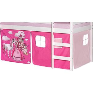 Idimex Lot de rideaux cabane pour lit surélevé superposé mi-hauteur mezzanine tissu coton motif princesse rose - Pink/Rose - Publicité