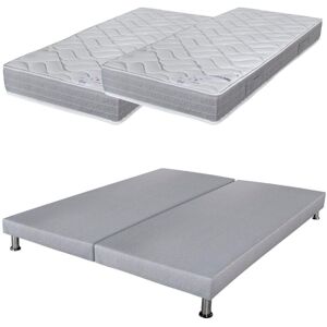 EBAC LITERIE Matelas mousse + Sommier Finaud 2x80x200 Maryland - Hauteur 20 cm - Soutien ferme - Gris - Publicité