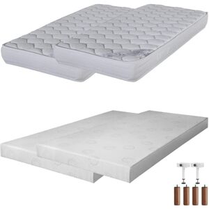 EBAC LITERIE Matelas mousse + Sommier SR9 2x80x200 Montana - Hauteur 18 cm - Soutien équilibré - Blanc - Publicité